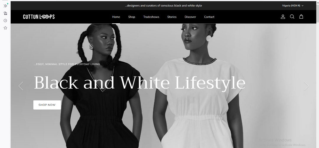 Cotton Loops website landing page